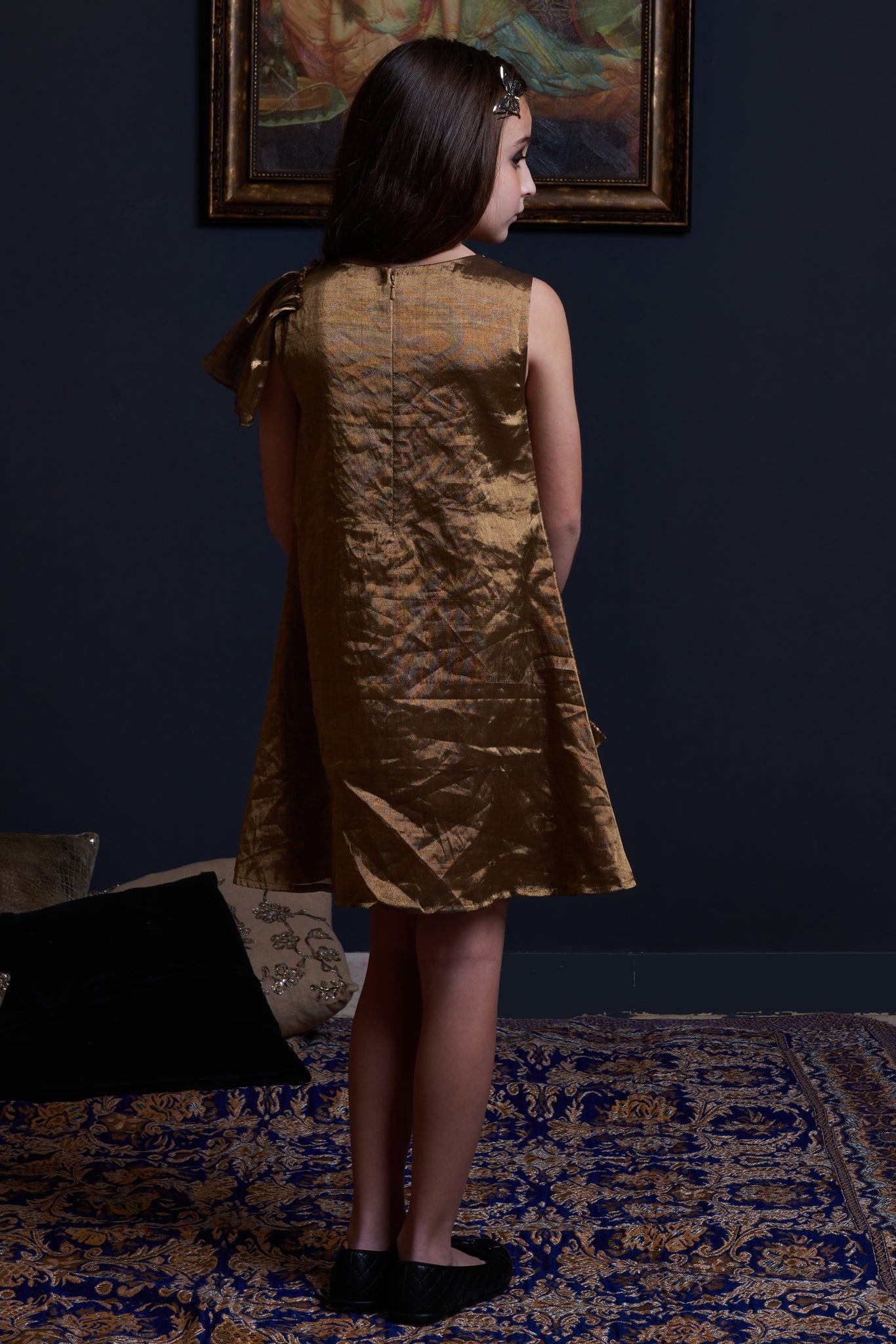 Side Sash Gold Dress