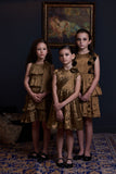 Gathered Side Panel Gold Dress