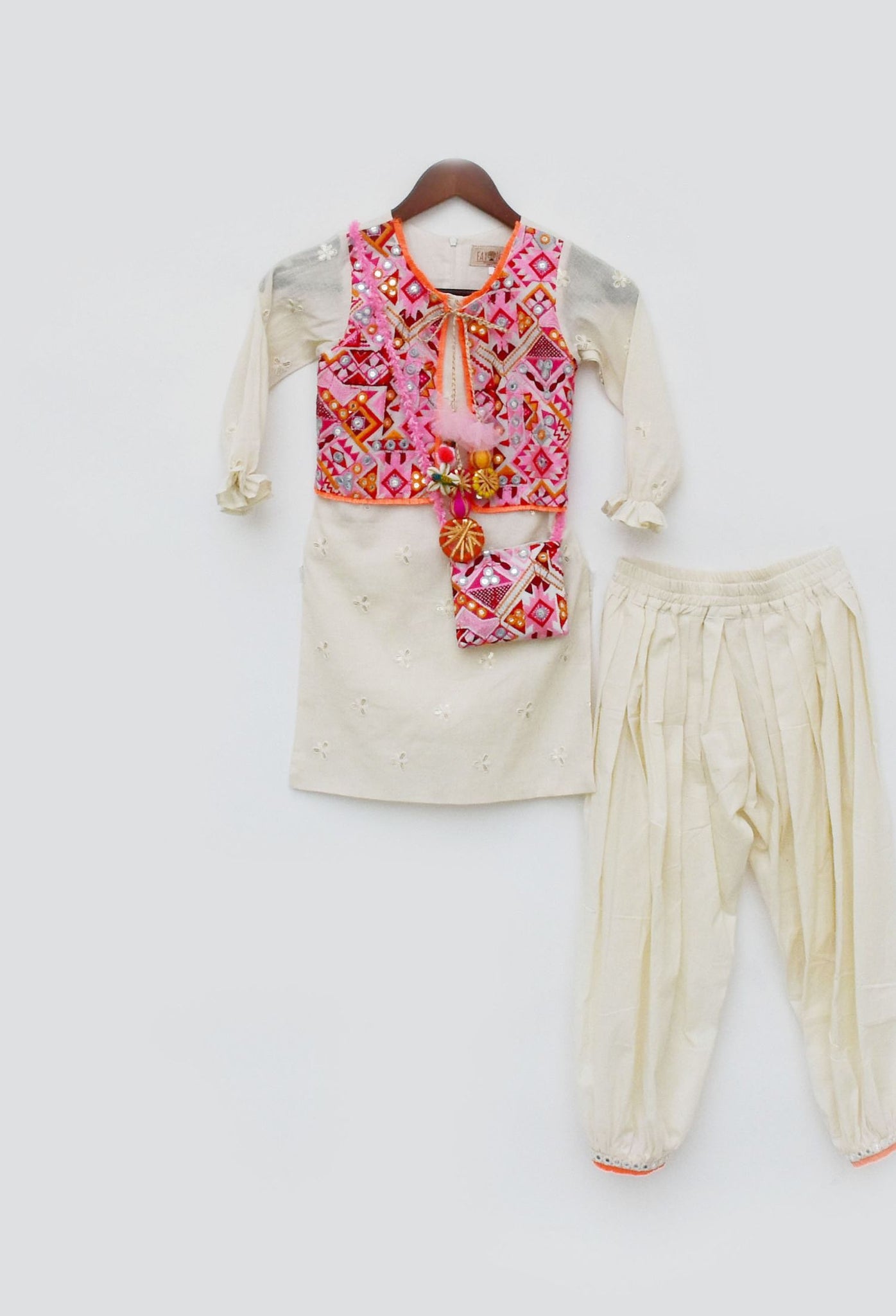 Embroidery Jacket and Kurti Pant for Girls