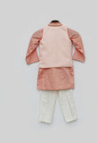 Peach Embroidery Nehru Jacket set for Boys