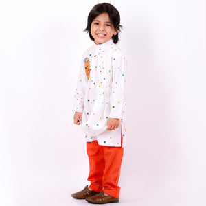 Polka Lion Drape Kurta Set