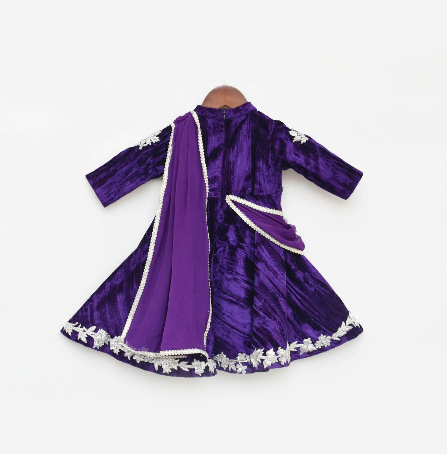 Purple Velvet Crinkle Anarkali