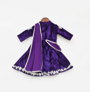 Purple Velvet Crinkle Anarkali