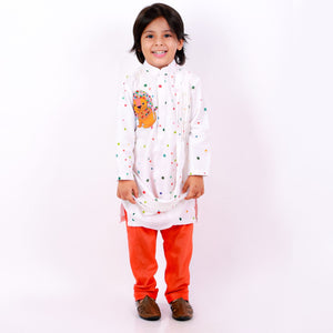 Polka Lion Drape Kurta Set