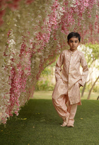 Peach Embroidery Ajkan and Salwar for Boys