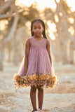 Handbeaded Yellow Feather Dress