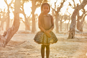 Hand Embroidered Crochet Flowers Drop-Down Waist Dress