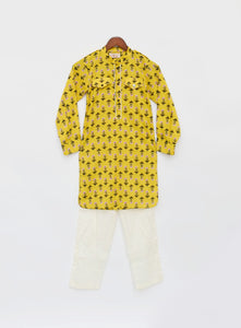 Yellow Print Kurta And Pant