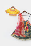 Yellow Choli Lehenga and Pink Dupatta for Girls