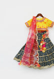 Yellow Choli Lehenga and Pink Dupatta for Girls