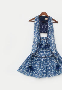 Blue Top and Printed Sharara for Girls