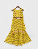 Yellow Print Top And Sharara Set