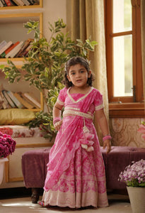 Pink Lehenga Choli and Dupatta for Girls