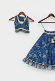 Blue Print Choli Lehenga for Girls