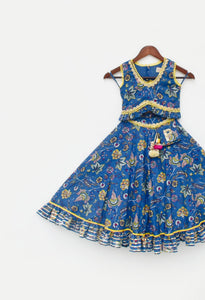 Blue Print Choli Lehenga for Girls