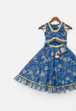 Blue Print Choli Lehenga for Girls