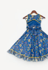 Blue Print Choli Lehenga for Girls