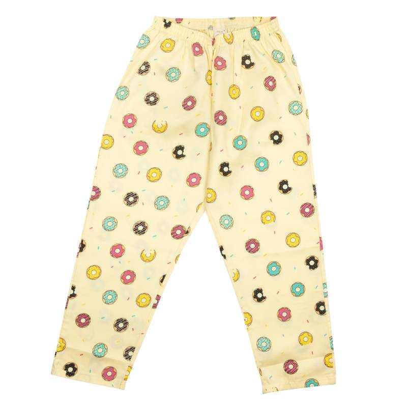 Donut Black Round Neck Half Sleeve Pyjama Set For Kids