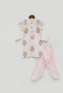 Off White Kurta and Salwar for Boys