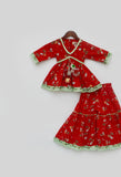 Red Print Kurti Sharara for Girls