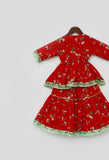 Red Print Kurti Sharara for Girls