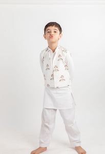 White Bird Kurta Jacket And Pyjama Set 3 Pc