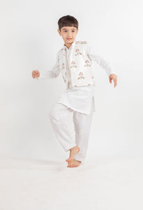 White Bird Kurta Jacket And Pyjama Set 3 Pc