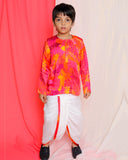 Palash Dhoti-Kurta Set, Pink & Yellow