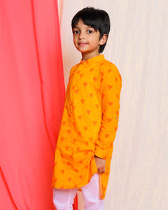 Bouin Embroidered Kurta, Yellow