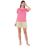 Elephant D.Pink Round Neck T-shirt Short Set