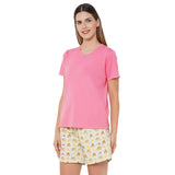 Elephant D.Pink Round Neck T-shirt Short Set