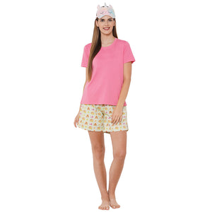 Elephant D.Pink Round Neck T-shirt Short Set