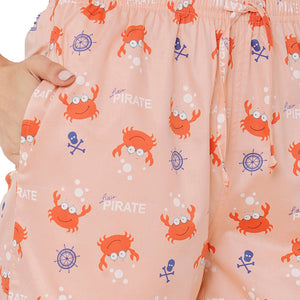 Crab White Round Neck T-shirt Shorts Set