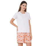 Crab White Round Neck T-shirt Shorts Set