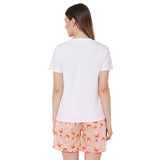 Crab White Round Neck T-shirt Shorts Set