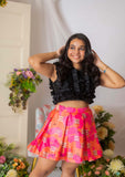 Candy Printede Skirt With Black Ruched Top