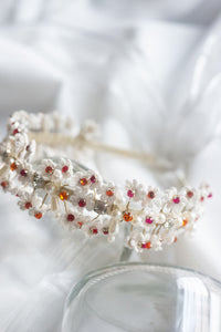 White And Red Lace Crystal Headband