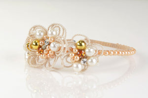 Gold Flower Crystal Petals Headband