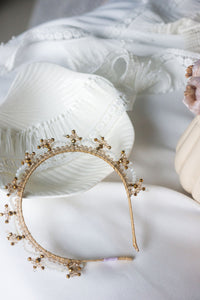 White And Gold Star Celestial Crown Headband