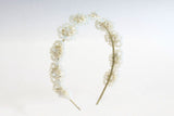 Blossoming Pearls And Floral Crystals Hairband Off White Handmade