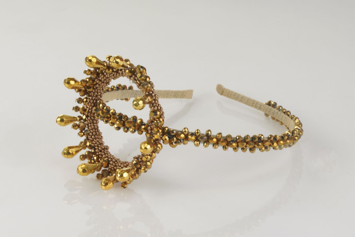 Monarch's Gold Embellished Crown Hairband  Handcrafted