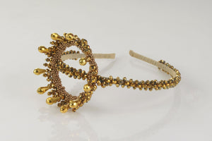 Monarch's Gold Embellished Crown Hairband  Handcrafted