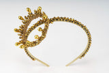 Monarch's Gold Embellished Crown Hairband  Handcrafted