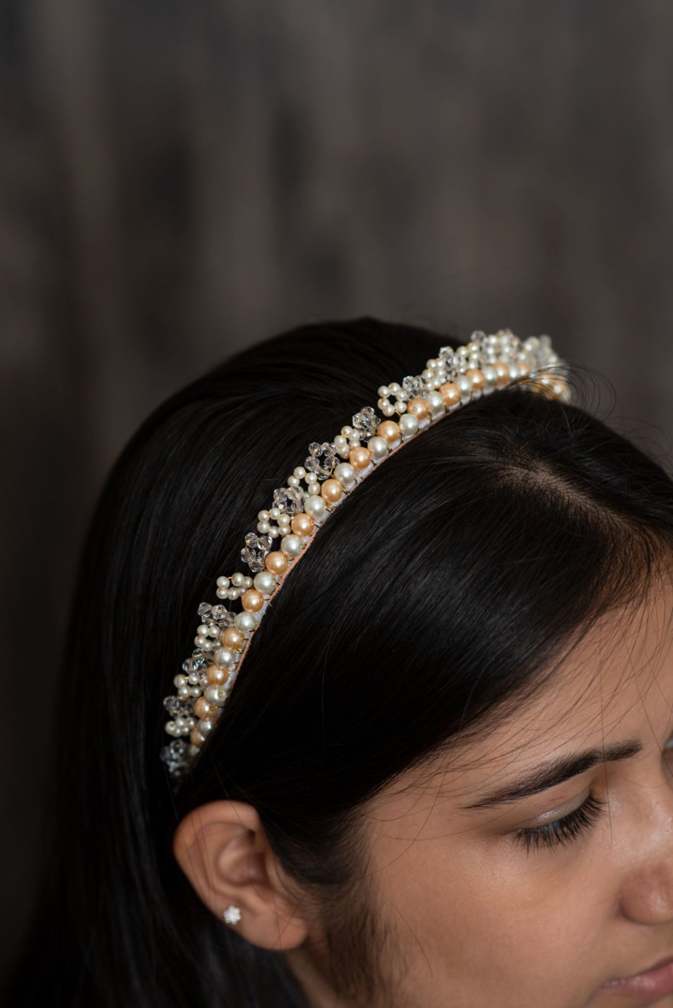 Pacific In Pearls Hairband  Peach White