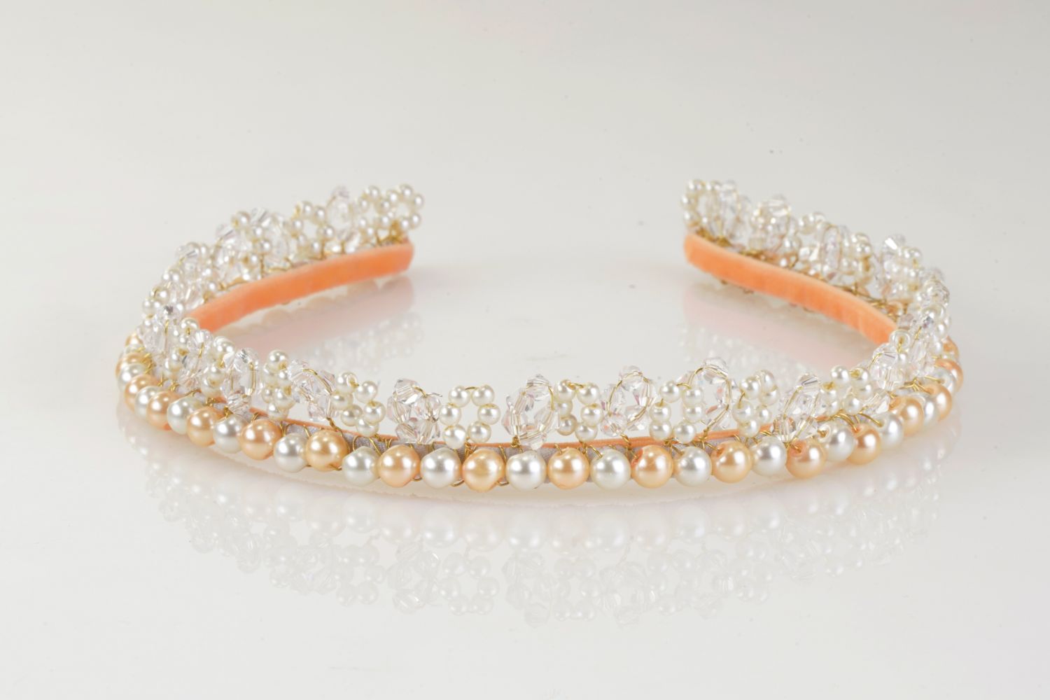 Pacific In Pearls Hairband  Peach White