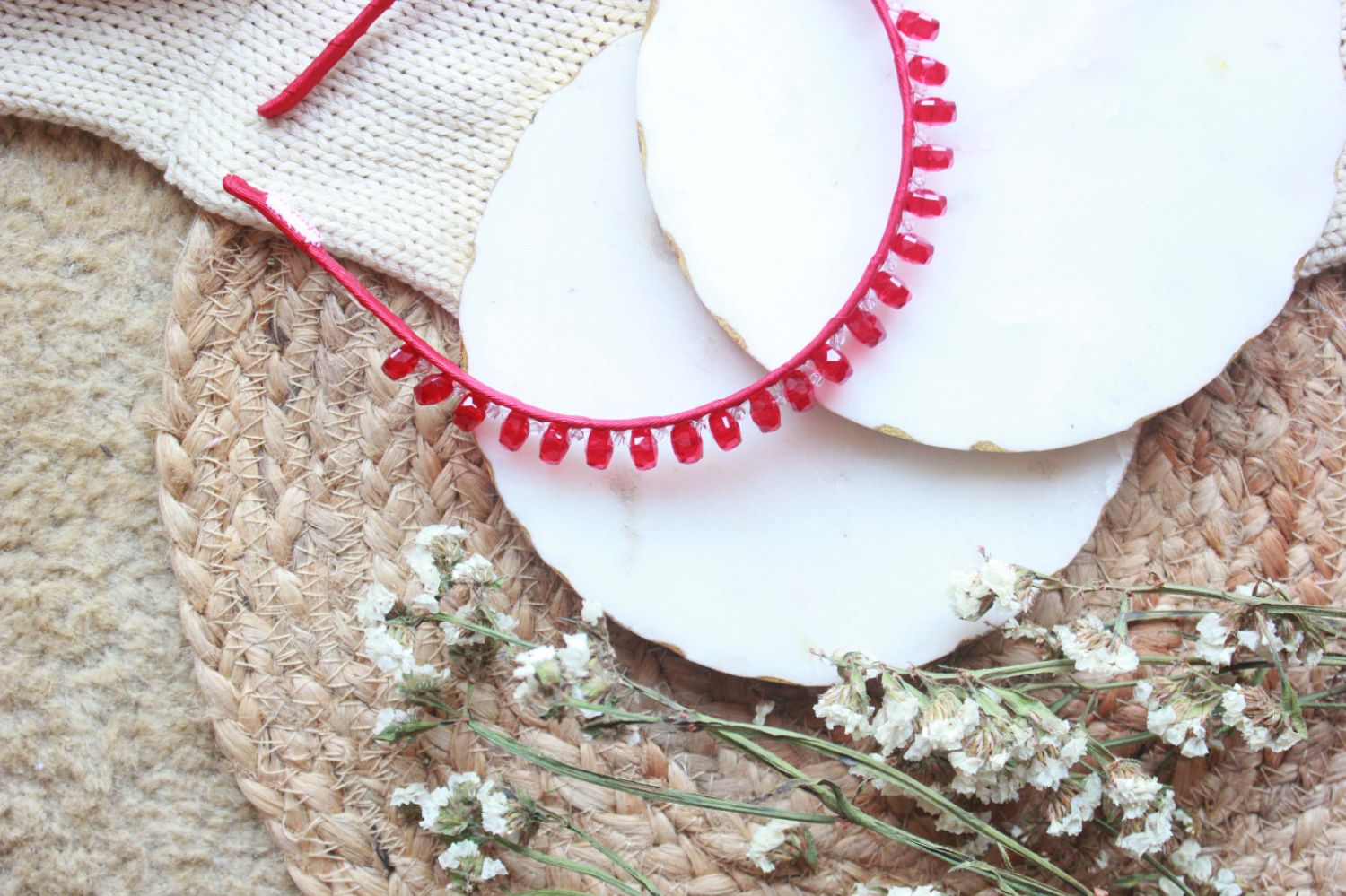 Crystal Hair Band Red