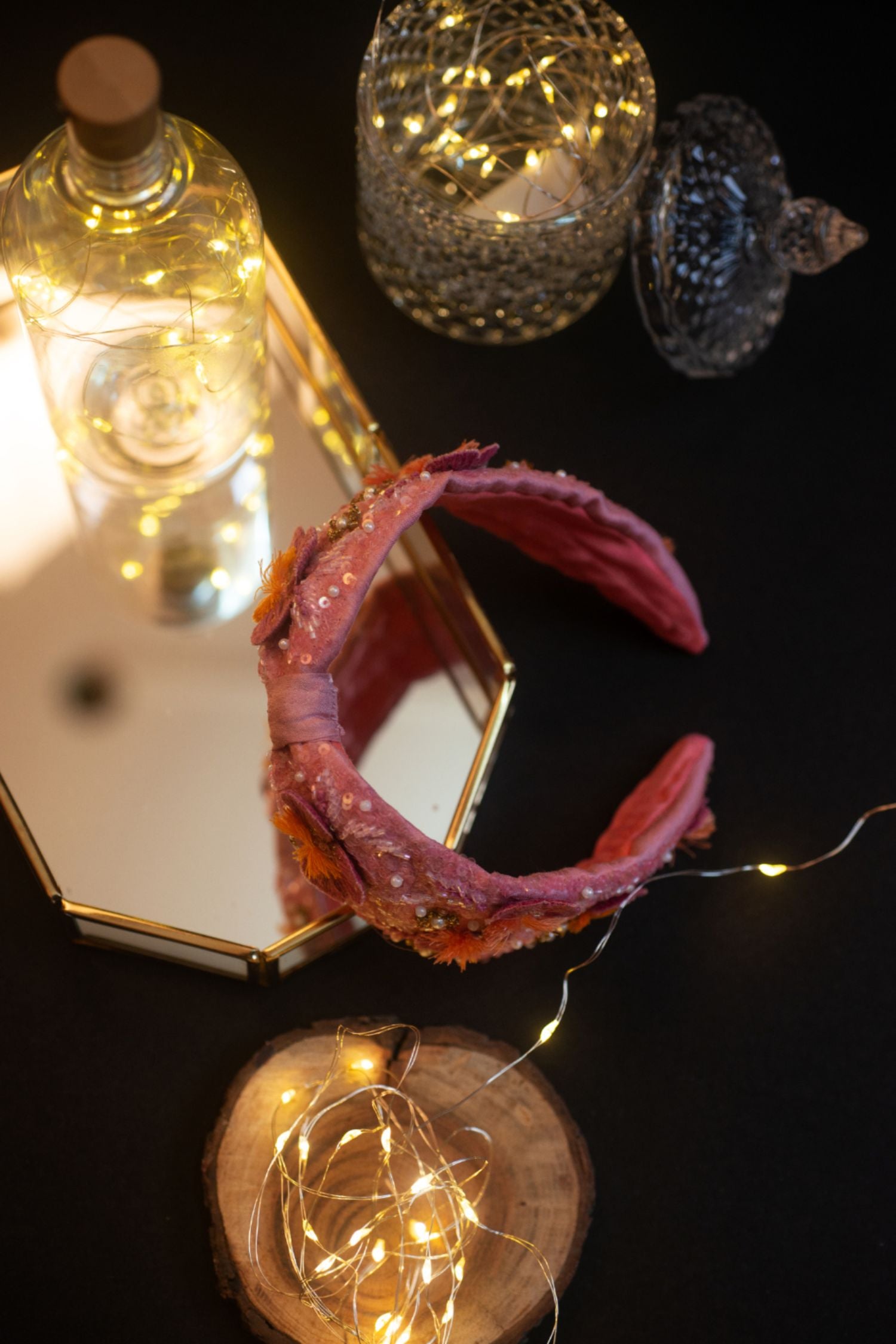 EmbroideRed Rose Sequinned Headband