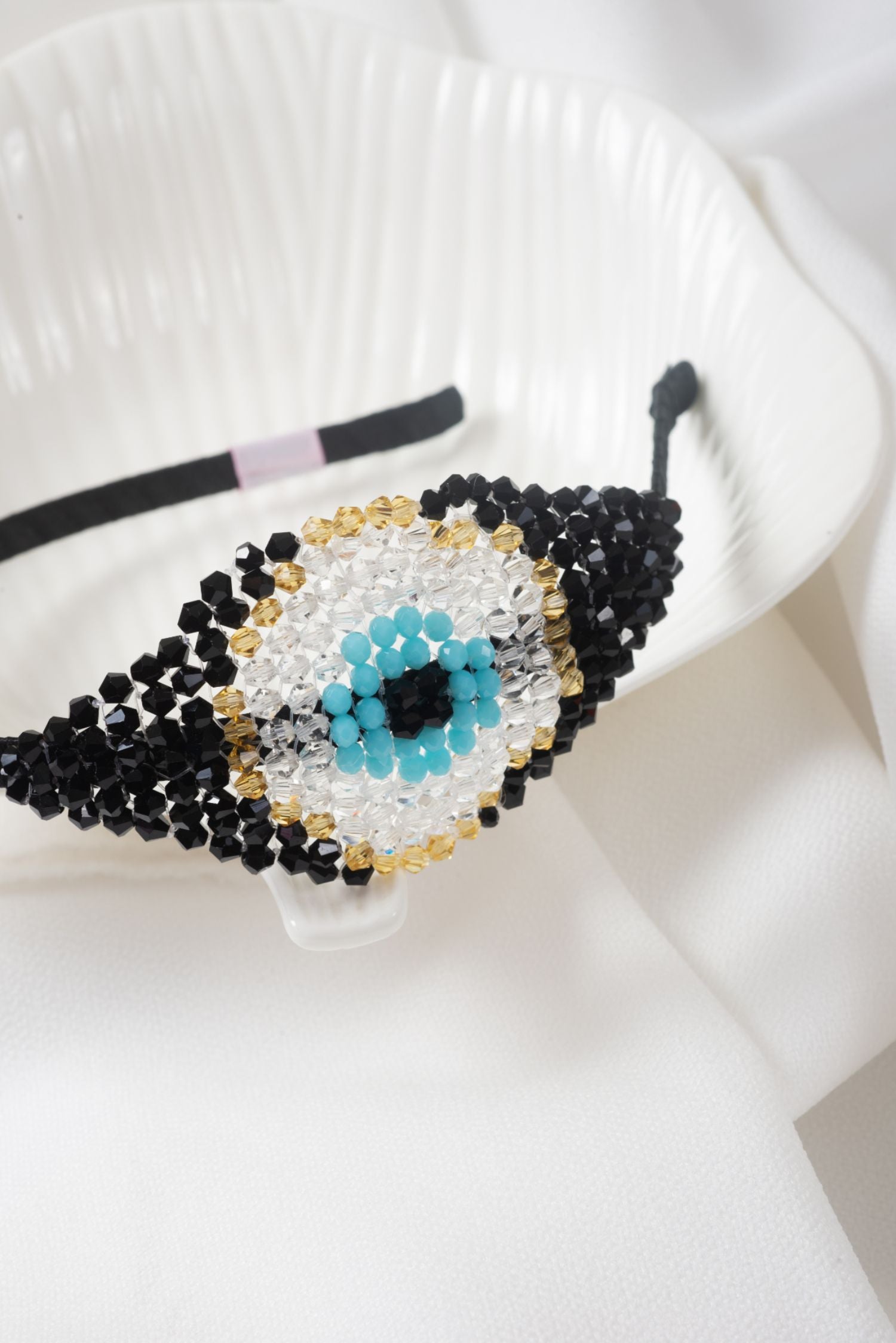 Evil Eye Crystal Detailing Hair Band Black