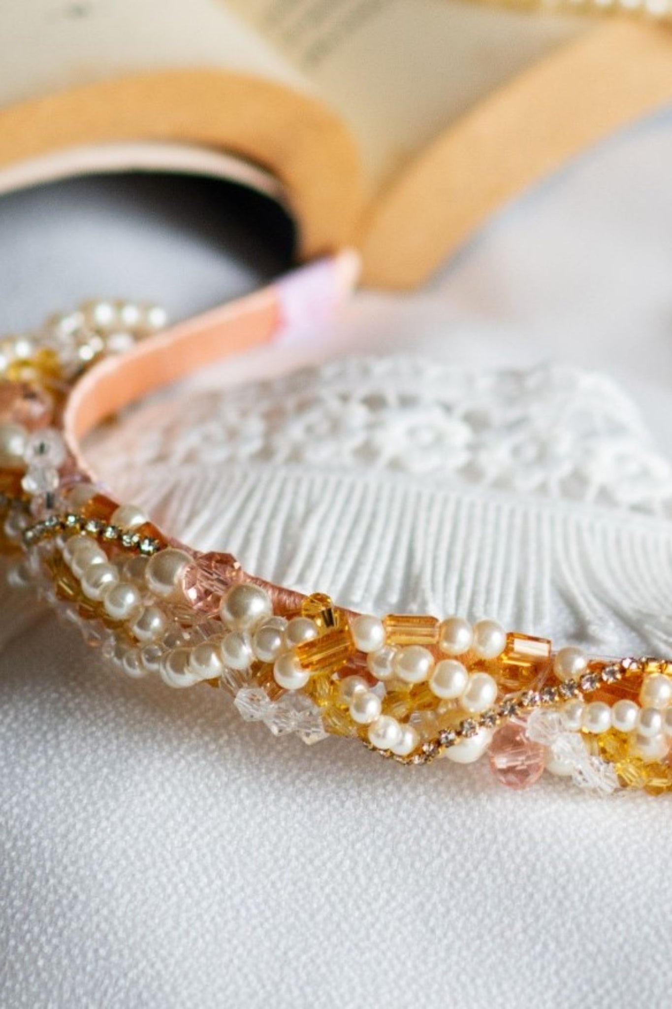 Orange Apricot Pearl Hairband