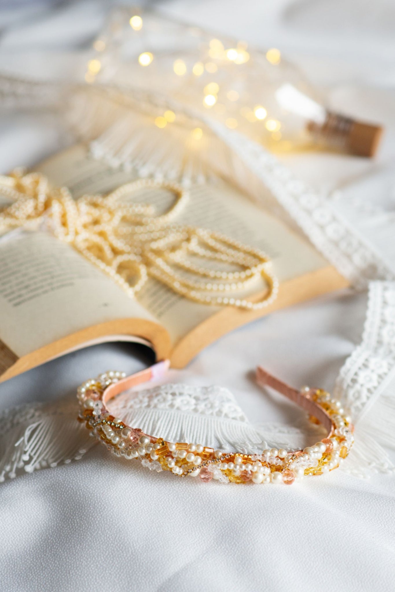 Orange Apricot Pearl Hairband